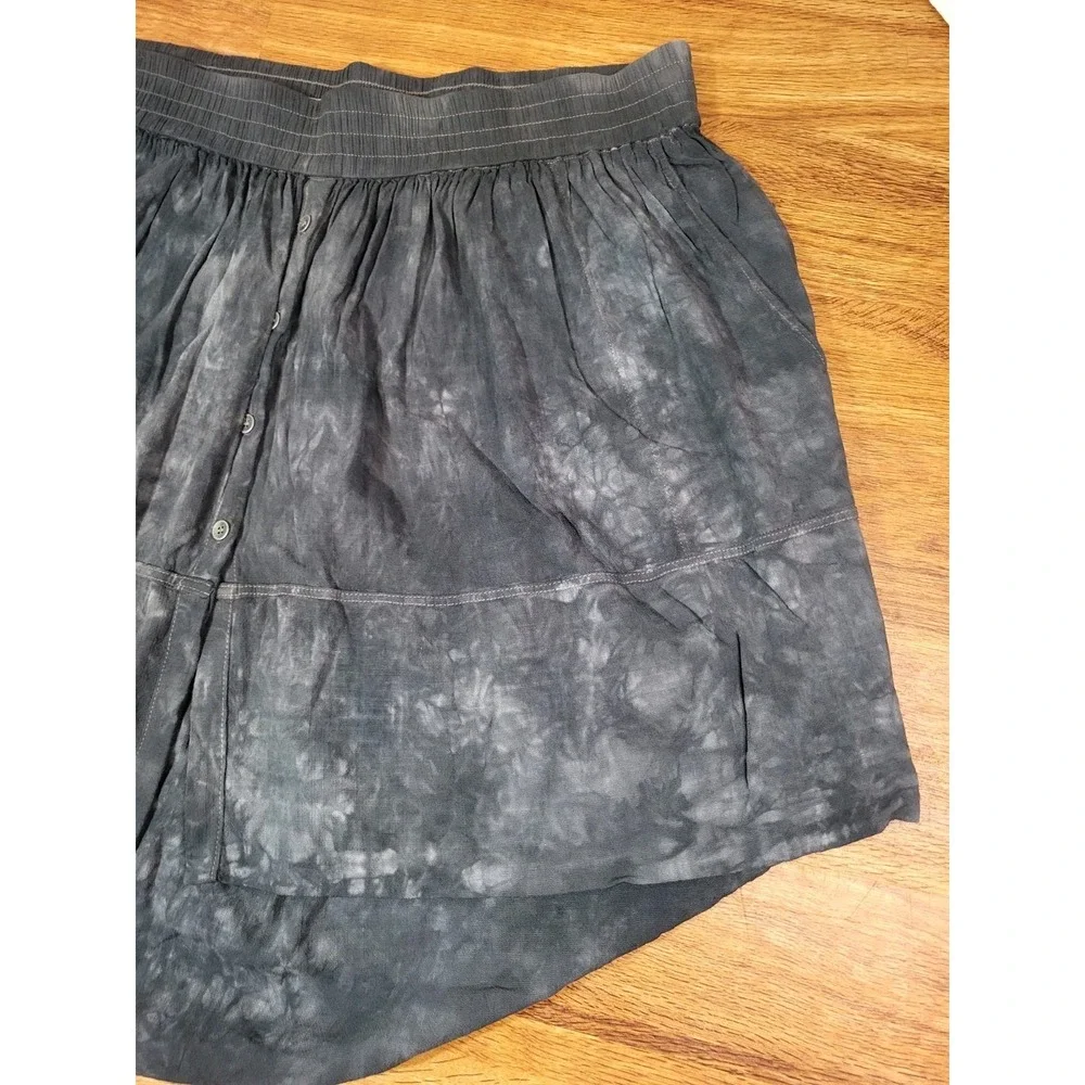 Raquel Allegra‎ Gray Tie Dye Rayon Hi Low Skirt Size 3 Pull On Boho Indie